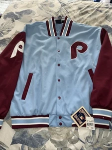 NWT Mens Retro Cooperstown Collection Majestic Philadelphia Phillies Jacket XL - Picture 1 of 8