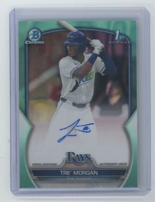 TRE MORGAN 2023 Bowman Chrome #CDA-TMO AQUA LAVA REFRACTOR Auto RC SP /199 Rays - Image 1 of 3