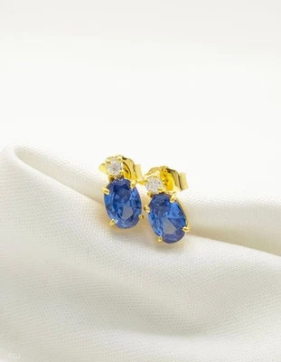 ✅✅✅Gold 585 / 14 Karat Stecker Ohrringe Creolen 1.7 Carat Saphir Diamant ♥️♥️ - Bild 1 von 4