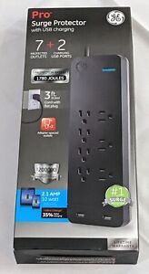 GE Pro Surge Protector 7 Protected Outlets + 2 Charging USB Port with 3ft Cord