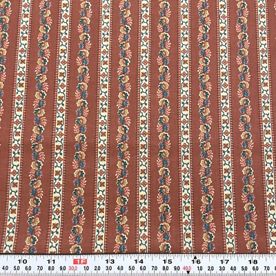 Vintage Joan Kessler for Concord Fabrics Striped Mauve Cotton Remnant 12" x 45" - Image 1 of 2
