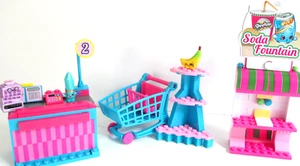 Shopkins Soda Fountain Shopping Cart Checkout Lane Complete Instructions 3 Lot Z - Picture 1 of 6