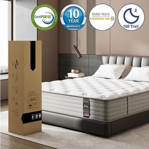 10" 12" 14" Twin Full Queen King Hybrid Spring Gel Memory Foam Mattress in a Box - Picture 1 of 38
