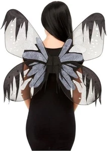 NEW Smiffys 50870 Dark Botanicals Moth Wings Black Silver Dark Angel Costume - Picture 1 of 1