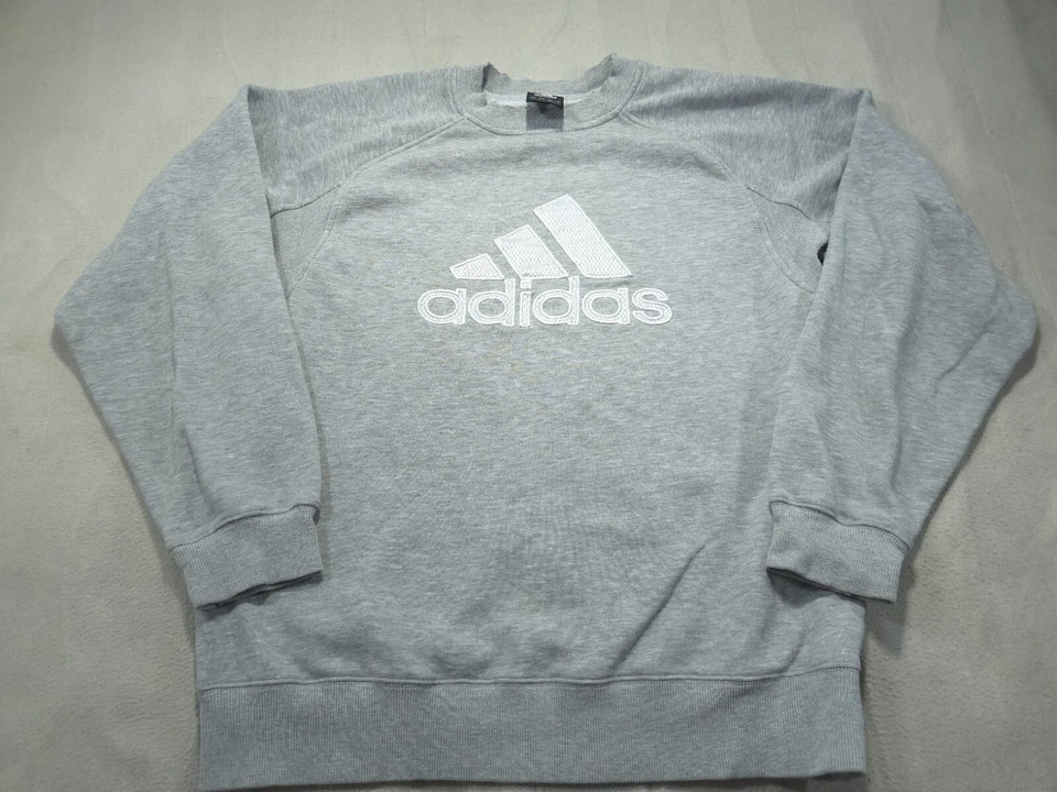 Sudadera Adidas De Colección Para Hombre Gris Medio Pullover Suéter Relajado Logo Grande Y2K Foto 1 de 4
