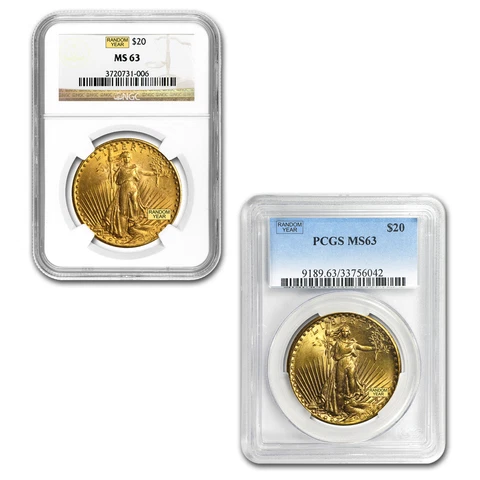 $20 Saint-Gaudens Gold Double Eagle MS-63 PCGS/NGC Random Cover
