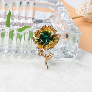 Broche de flores de cristal con pedrería romántico boda joyería regalo esmalte prendedores - Imagen 1 de 7
