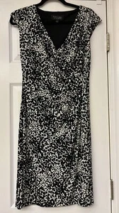Black Label Evan Picone Black and White Wrap Style Dress Size 6. Classic - Picture 1 of 5