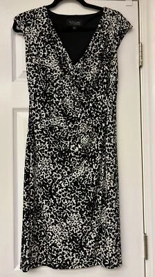 Black Label Evan Picone Black and White Wrap Style Dress Size 6. Classic - Image 1 of 4