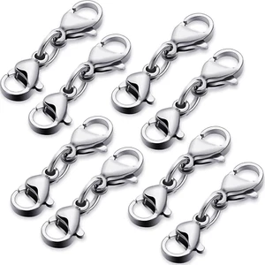 8 Pcs Double Lobster Clasp Extender Double Claw Connector Bracelet Extension Cla - Picture 1 of 12