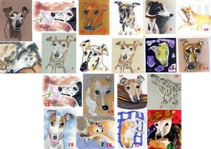 Windhund Hund Kunst Notizkarten 4er Set Mix and Match, mit Umschlägen - Bild 1 von 6