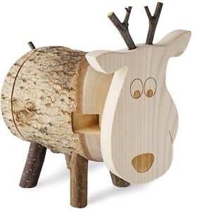 Piggy Bank Wood, Reindeer with Antlers, Wooden Coin Bank, Woodland Nursery Decor