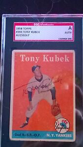 Tony Kubek Signed 1958 Topps Card #393 SGC Authentic Slabbed