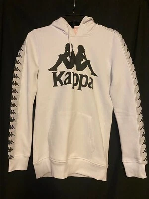Felpa donna Kappa 222 BANDA DAFFIX con cappuccio slim fit bianca nera logo Omini - Immagine 1 di 4