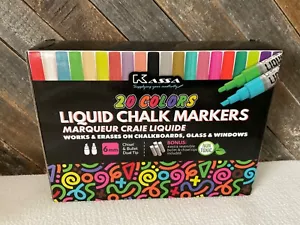 20 Liquid Chalk Markers Non-Toxic Erasable works on glass chalkboards windows - Picture 1 of 3