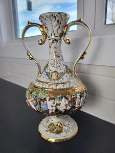 Urna grande Capodimonte Bernini colorida de doble mango de mediados del siglo XX - Imagen 1 de 12