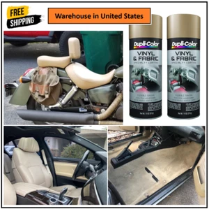 Sand Beige Vinyl Fabric Plastic Spray Car Seats Door Panels Dashboard Mats 2Cans - Picture 1 of 17