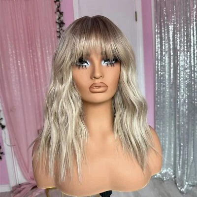 Peluca rubia dorada ombre con flequillo peluca de cabello humano para mujer pelucas delanteras de encaje 13x4 Foto 1 de 4