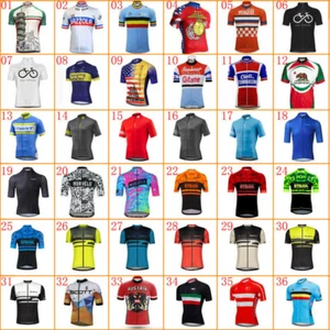 Summer Retro Mens Cycling Jersey Short Sleeve Team Bike Shirts Bicycle Uniform - Picture 1 of 47