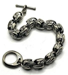 PULSERA C'est Magnifique Vintage Plateada Eslabón Floral Pesado 48 gramos - Imagen 1 de 9