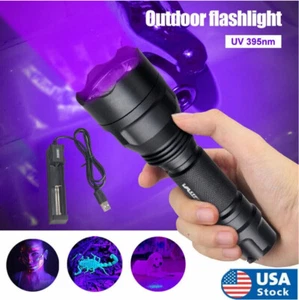 USB Rechargeable UV Light LED Flashlight 395nm Blacklight Inspect Torch - Picture 1 of 6