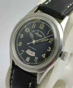 West End Watch Automatic S 4149 Arabic Military Black Dial Vintage Watch - Picture 1 of 9