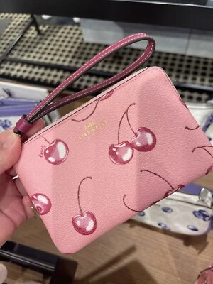 NWT COACH Corner Zip Wristlet With Cherry Print CR819 - Image 1 of 4