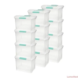 Large Clear File Box w/ Handle, Nesting, 12 Pack - Picture 1 of 6
