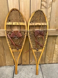 Grandes ZAPATOS DE NIEVE FABER 36" X 10" Fijaciones de Cuero Listo para Usar ZAPATOS DE NIEVE - Imagen 1 de 2
