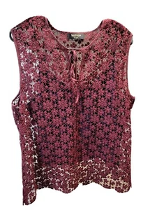 Juicy Couture Large 2 Pc Burgandy Lace And Camisol Top sleeveless scoop neck - Picture 1 of 6