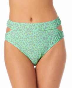 Bikini Swim Bottoms Green Animal Print Juniors Medium CALIFORNIA WAVES $19 NWT - Picture 1 of 4