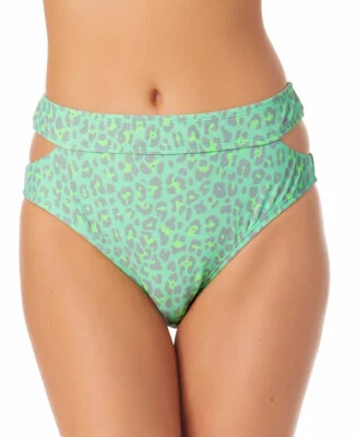 Bikini Swim Bottoms Green Animal Print Juniors Medium CALIFORNIA WAVES $19 NWT - Image 1 of 4