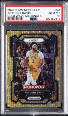 2023 PANINI PRIZM MONOPOLY GOLD WAVE MILLIONAIRE #41 ANTHONY DAVIS 5/10 PSA 10 - Image 1 of 2