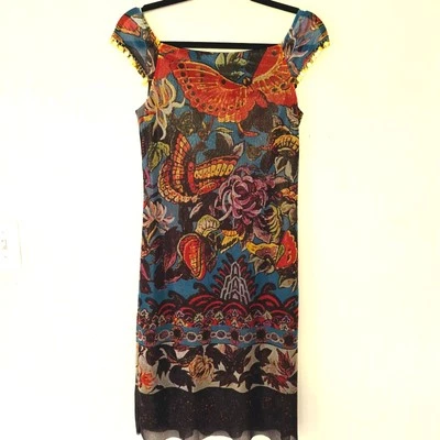 RARO Vestido Vivienne Tam Nylon Metálico Puro Mariposa De Colección Para Mujer Talla S Foto 1 de 4