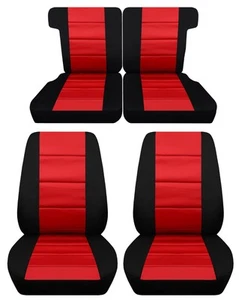 Se adapta a Ford Bronco II 1980-1990 cucharones delanteros y fundas de asiento trasero 50/50 negro rojo - Imagen 1 de 9