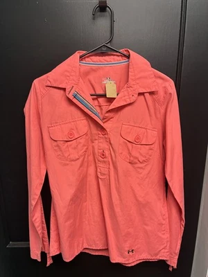 Under Armour Coral Ladies Half Button Collar Heat Gear Top - Size M - Image 1 of 3