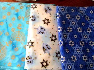ALMOST 10 YDS 3 DIFFERENT HANUKKAH FABRICS (SEE DESCRIPTION) 100% COTTON - Picture 1 of 5