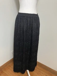 NEW!!! J Crew Pull On Eyelet Cotton Maxi Skirt Sz XS Oversized Side Slits Boho - Picture 1 of 10