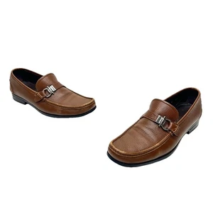 Salvatore Ferragamo Mens Muller Loafer Textured Leather Moc Toe Size 9.5 - Picture 1 of 24