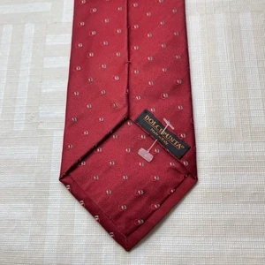 Dolcepunta Tie Mens Red Circles 100% Silk Hand Made in Italy Classic - Picture 1 of 4