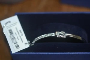 Swarovski Voile Crystal Bangle Adjustable Silver Bracelet Size M 5007773 NWT Box - Picture 1 of 4