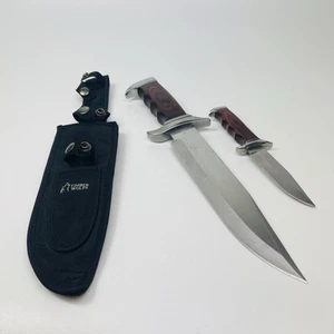 Timber Wolf Knife Set and Belt Sheath Bowie and Fixed Blade Knives - Picture 1 of 16