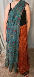 Vintage Sari Silk Printed Fabric - Bild 1 von 5