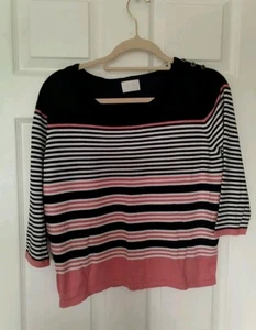 women's stretchy striped top size L/XL BY Lauren Taylor GC - Picture 1 of 3