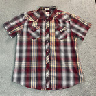 Levi's Pearl Snap Button Up Shirt Men's Western Cowboy Short Sleeve Red Xxl