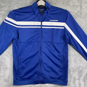 Brooks Track Jacket Men XL Blue White Stripe Athletic Full Zip Tech Performance - Picture 1 of 13