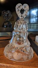 Etched Bleikristall Germany-Lead Crystal Dinner Bell With Frosted Hearts 7” Tall