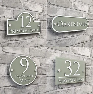 Traditional House Number Sign & Address Plaques in Sage Green Handmade - Picture 1 of 27