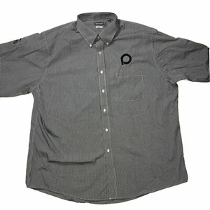 Herren Van Heusen Hemdkragen mit Knöpfen Gr. XXL 17,5-18 LS marine kariert Logo Top - Bild 1 von 5