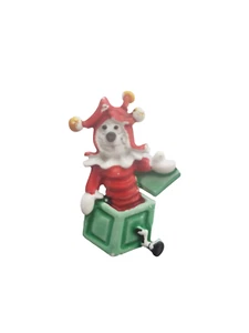 Vintage JJ Jonette Enamel Jack in the Box Holiday Lapel Pin - Picture 1 of 3